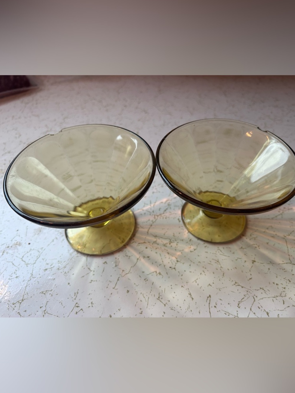 Vintage Amber Glass Dessert Compotes - Pair